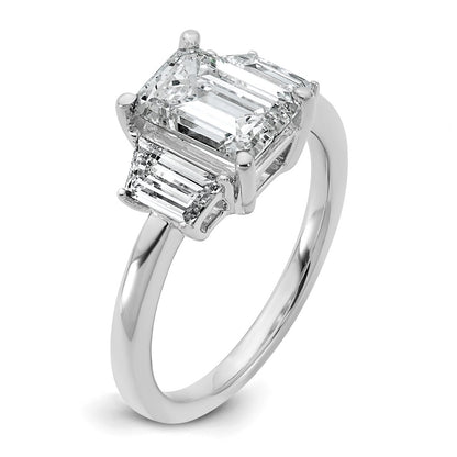 14K White Gold 3/4ct Lab Grown Dia VS+ F+ Semi Mount Emerald Center Ring