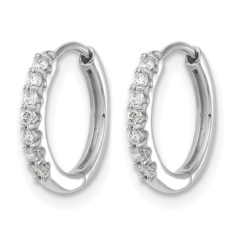 14K White Gold 1/6 carat Diamond Hinged Hoop Earrings