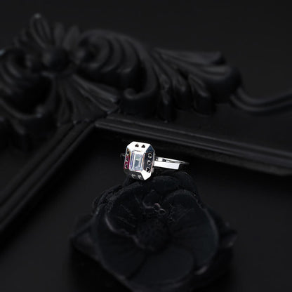 14K White Gold Baguette Heart Cubic Zirconia Ring
