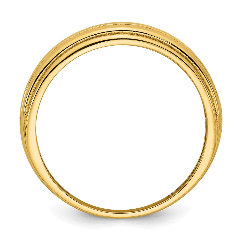 14K Yellow Gold Polished Grooved Graduated Size 7 Ring