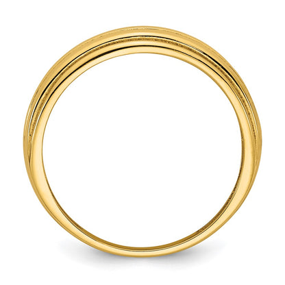 14K Yellow Gold Polished Grooved Graduated Size 7 Ring