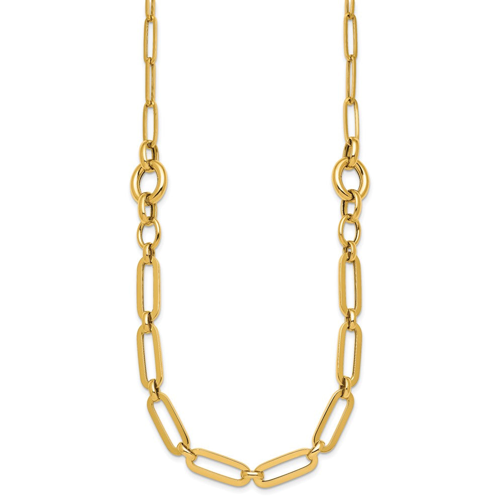 14K Yellow Gold Polished Fancy Paperclip Link 17.25 Inch Necklace