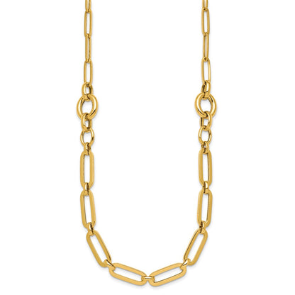 14K Yellow Gold Polished Fancy Paperclip Link 17.25 Inch Necklace