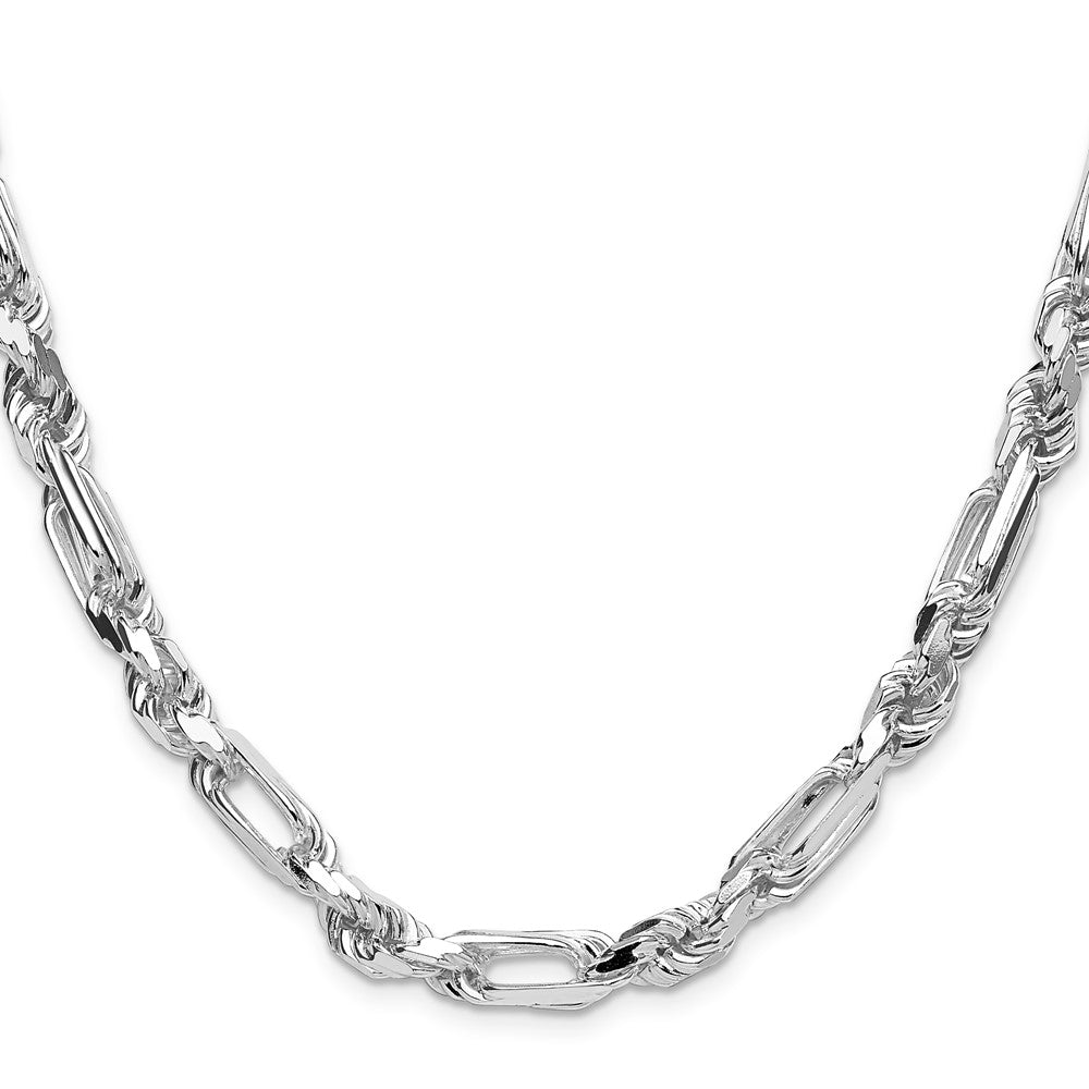 Sterling Silver 7mm D/C Figarope 26 Inch Chain
