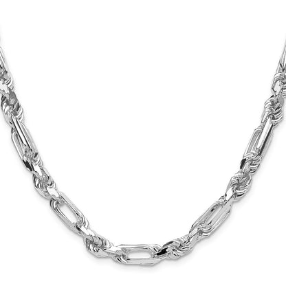 Sterling Silver 7mm D/C Figarope 26 Inch Chain