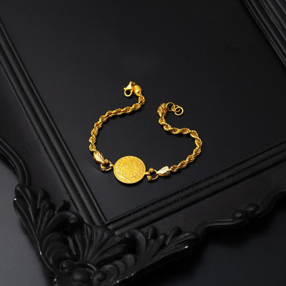 22K Yellow Gold Full Ottoman Resat Coin Bracelet (14.5 g)