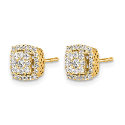 14K Yellow Gold 1/2 carat Diamond Square Cluster Post Earrings