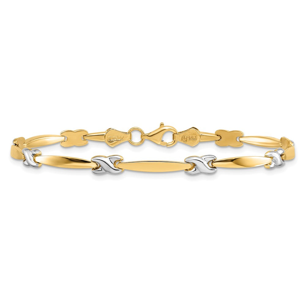 14K Yellow Gold w/Rhodium D/C Fancy Chain Bracelet