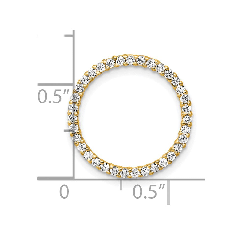 14K Yellow Gold Polished 1/3 carat Diamond Circle Chain Slide