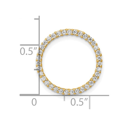 14K Yellow Gold Polished 1/3 carat Diamond Circle Chain Slide