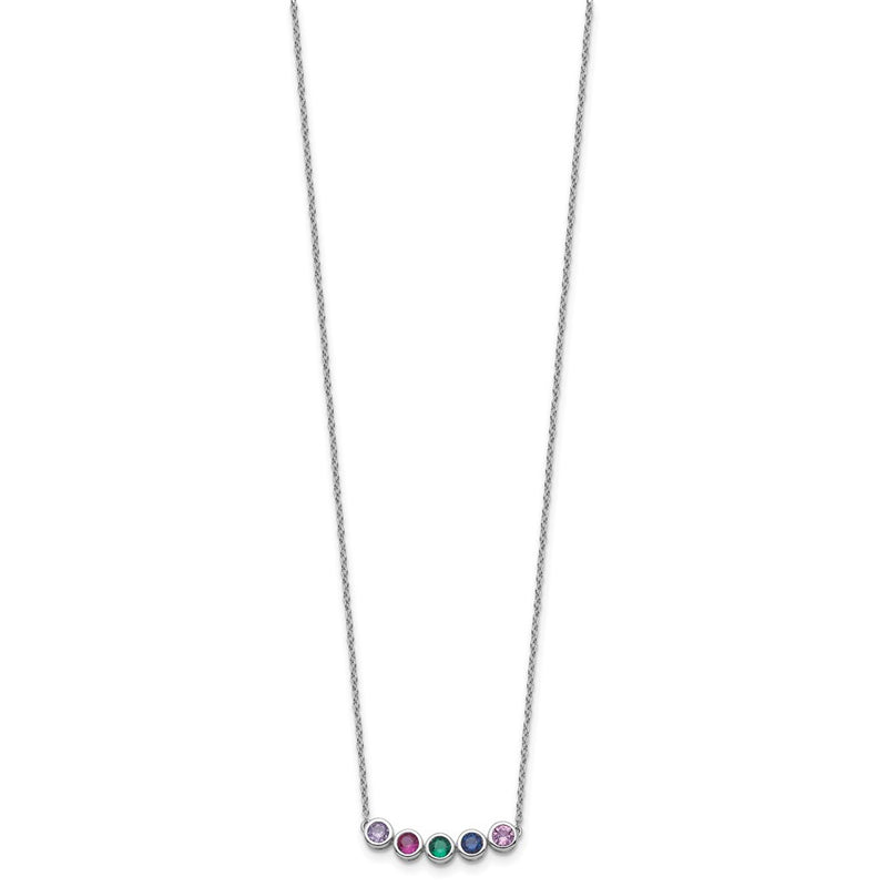 14k White Gold 5 Synthetic Birthstone Complete Family Necklace