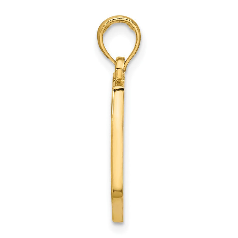 14K Yellow Gold Polished Shield with Cross Pendant
