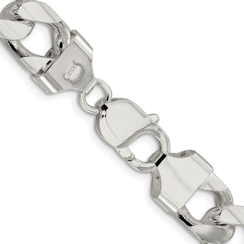 Sterling Silver Rhodium-plated 11mm Domed w/ Side D/C Curb 26 Inch Chain