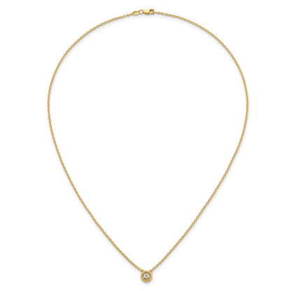 14K Yellow Gold Polished and Twisted 1/10 carat Diamond 18 Inch Necklace