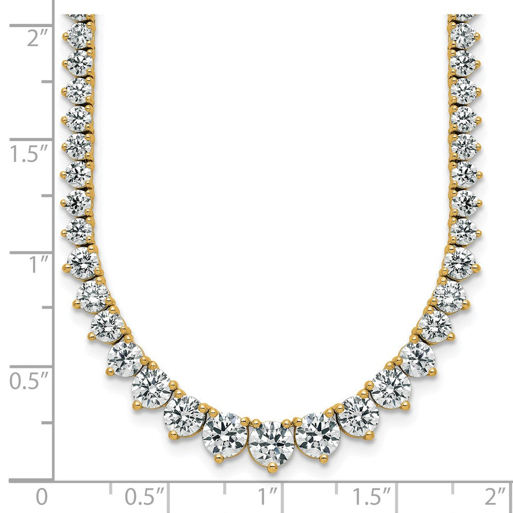 14K Yellow Gold 16 1/3 carat Lab Grown Diamond VS/SI+ G+ Complete Round 18 Inch Graduated Tennis Necklace