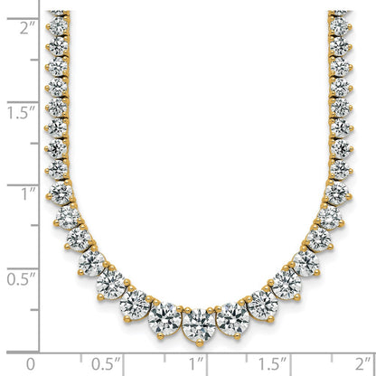 14K Yellow Gold 16 1/3 carat Lab Grown Diamond VS/SI+ G+ Complete Round 18 Inch Graduated Tennis Necklace