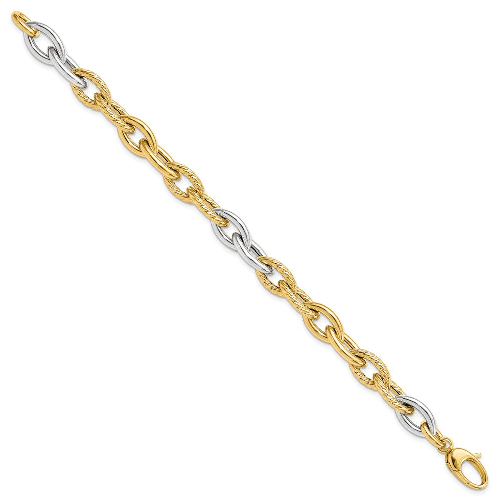14K Two-Tone Gold Two-tone Polished Fancy Link 7.5 Inch Bracelet