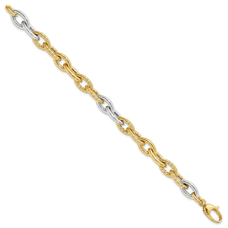 14K Two-Tone Gold Two-tone Polished Fancy Link 7.5 Inch Bracelet