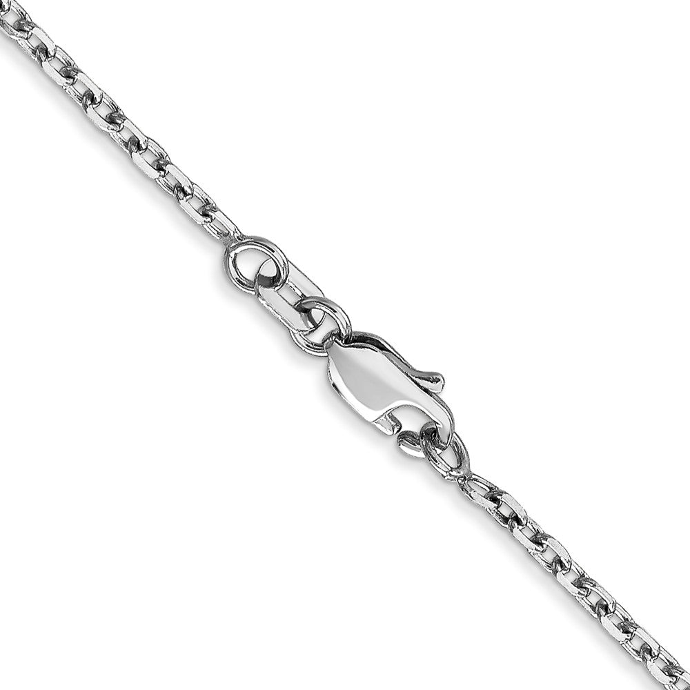 14K White Gold 20 Inch 1.8mm Diamond-cut Round Open Link Cable with Lobster Clasp Chain
