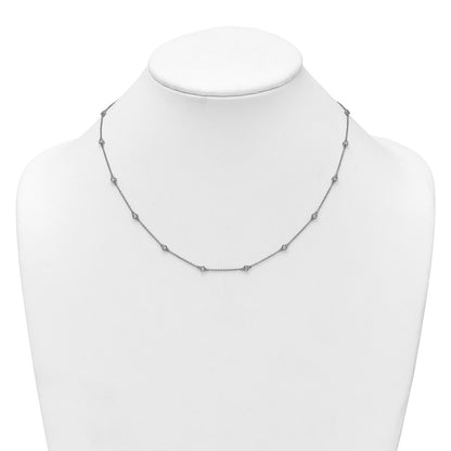 14K White Gold Complete 1/2 carat Bezel-set Diamond and Cable Chain 18-Station 18 Inch Necklace
