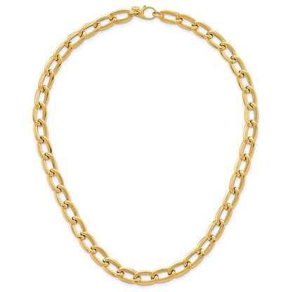 14K Yellow Gold Polished And Textured 8mm Long Curb Link 18 Inch Necklace