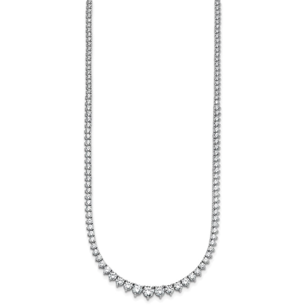 14K White Gold 10 1/10 carat Lab Grown Diamond VS+ F+ Complete Round 16 Inch Graduated Tennis Necklace