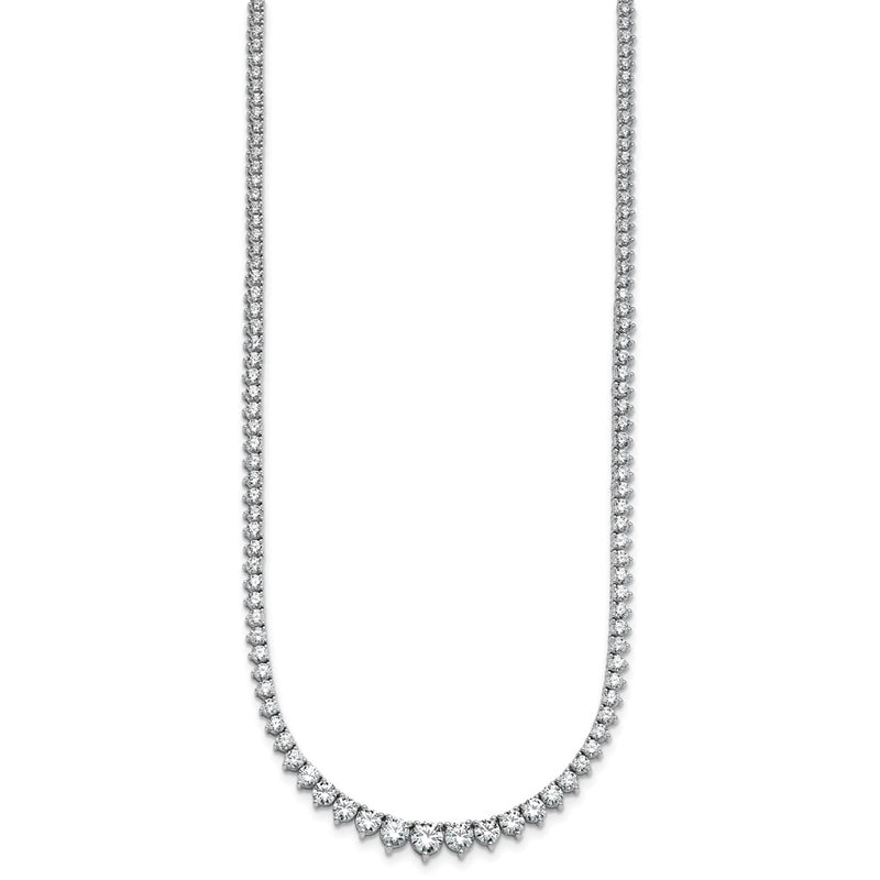14K White Gold 10 1/10 carat Lab Grown Diamond VS+ F+ Complete Round 16 Inch Graduated Tennis Necklace