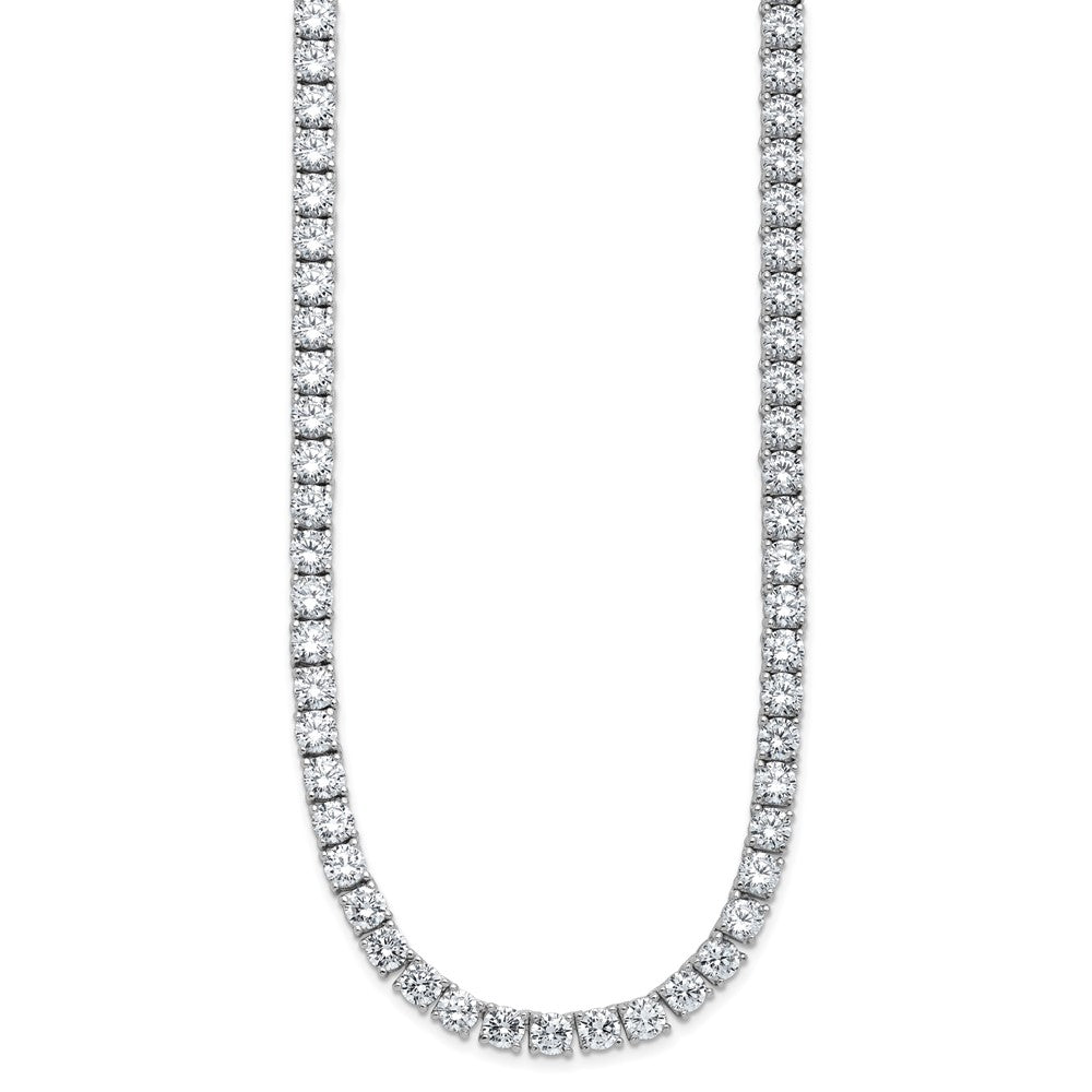 Cheryl M Sterling Silver Rhodium-plated Polished 5.00mm CZ with Safety Clasp Tennis 24 Inch Necklace