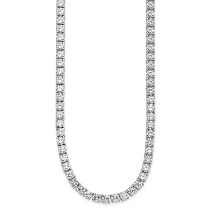 Cheryl M Sterling Silver Rhodium-plated Polished 5.00mm CZ with Safety Clasp Tennis 24 Inch Necklace