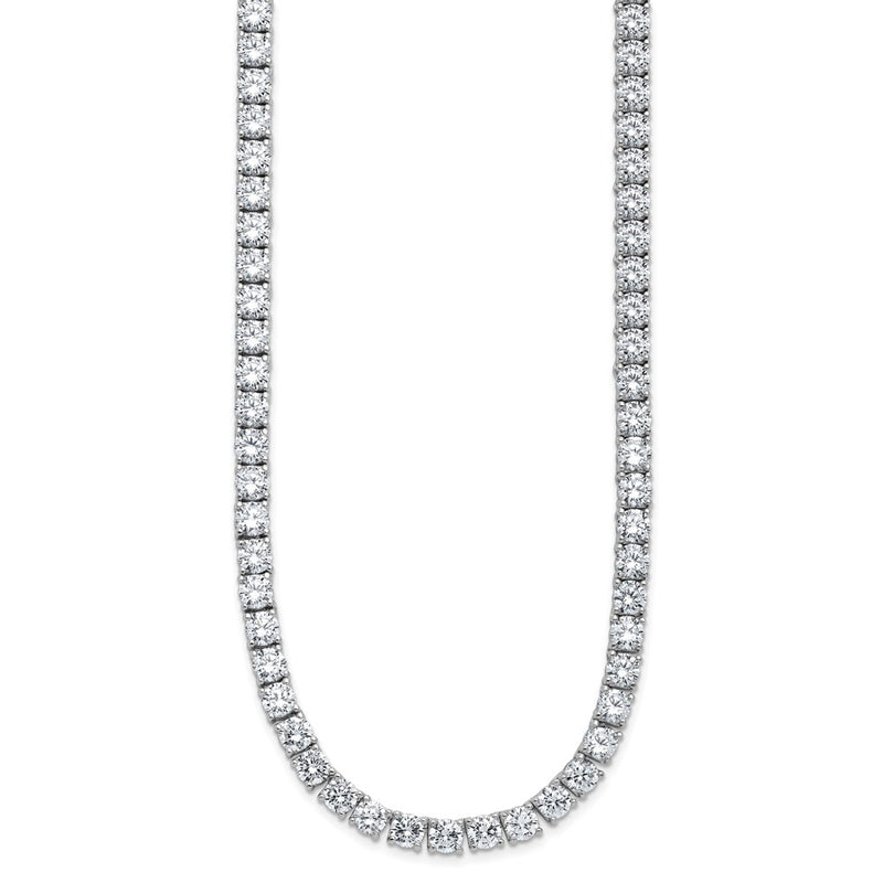 Cheryl M Sterling Silver Rhodium-plated Polished 5.00mm CZ with Safety Clasp Tennis 24 Inch Necklace