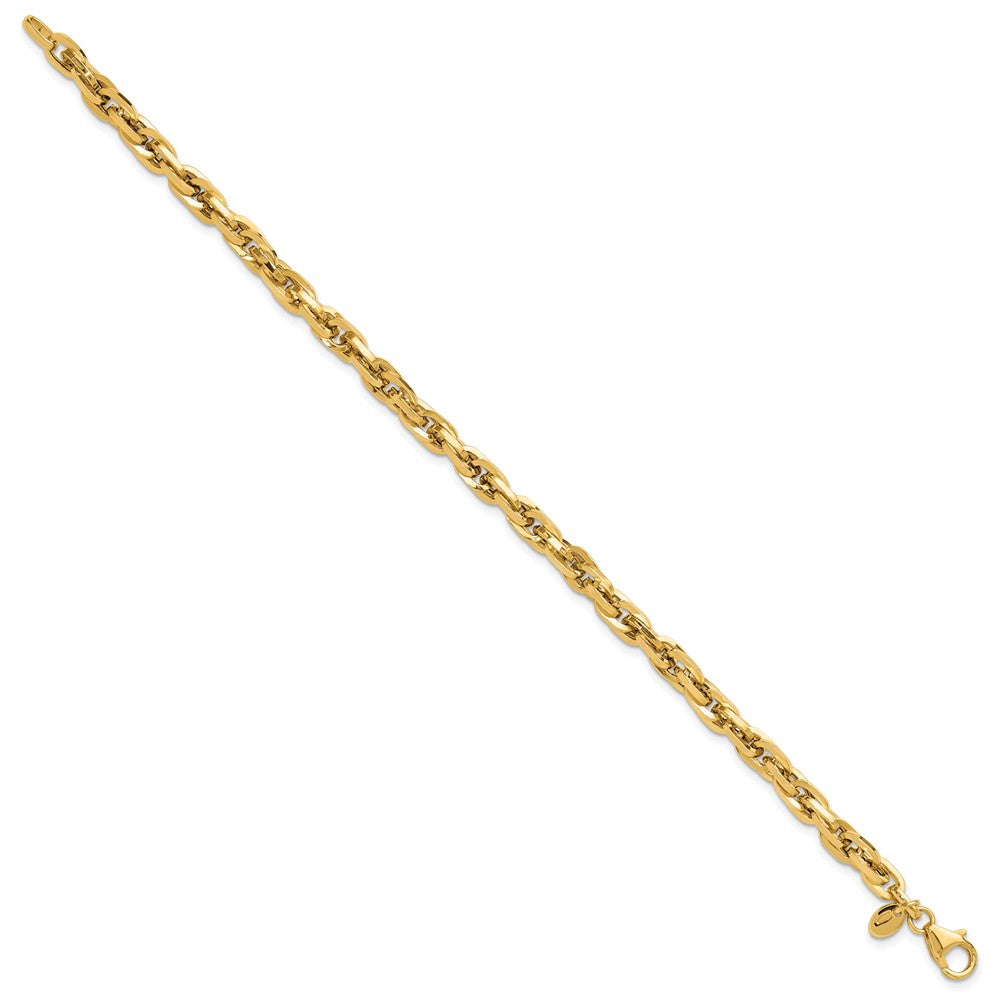 14K Yellow Gold Polished 5mm Fancy Rope Link 7.5 Inch Bracelet