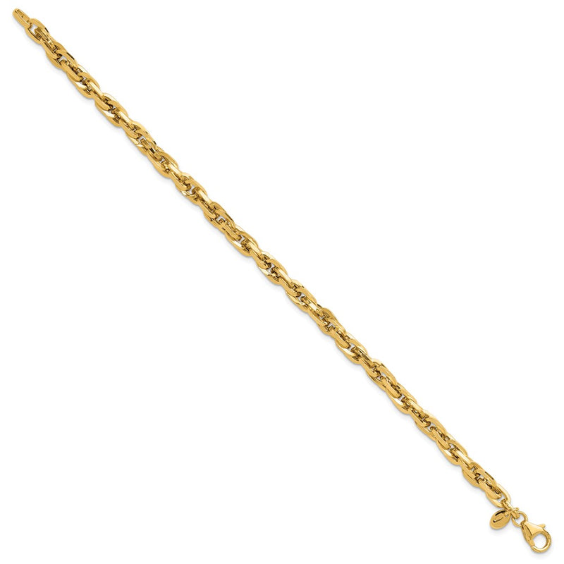 14K Yellow Gold Polished 5mm Fancy Rope Link 7.5 Inch Bracelet