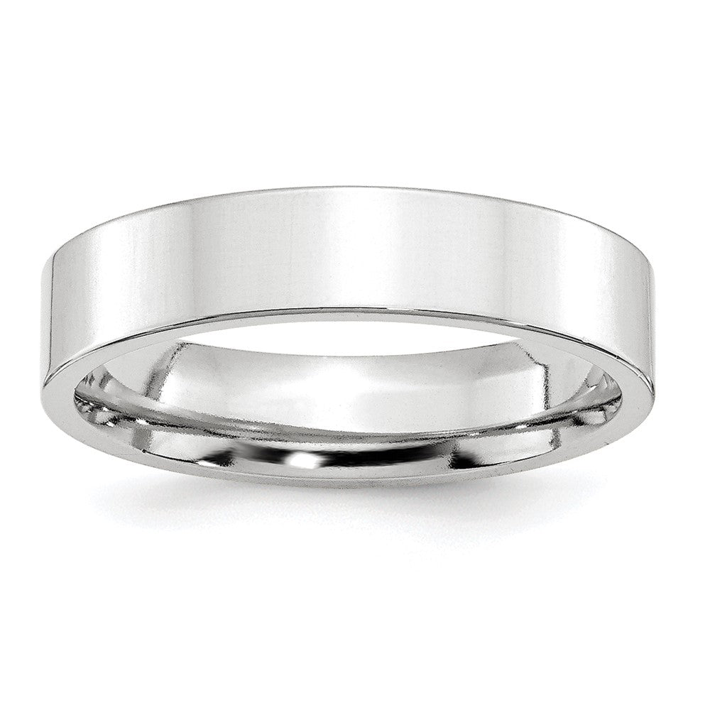 Platinum 5mm Polished Flat Wedding Band Ring