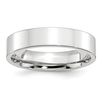 Platinum 5mm Polished Flat Wedding Band Ring