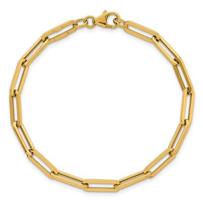 14K Yellow Gold Polished 4.3mm Paperclip Link 7.5 Inch Bracelet