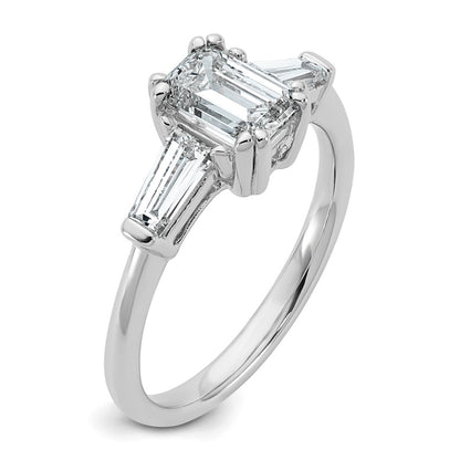 14K White Gold 1/2ct Lab Grown Dia VS+ F+ Emerald Center Semi-Mount Eng Ring