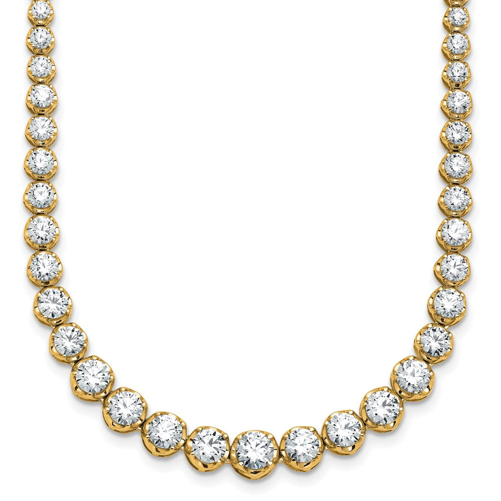 14K Yellow Gold 11 1/15 carat Lab Grown Diamond VS+ F+ Complete Round 20 Inch Graduated Tennis Necklace