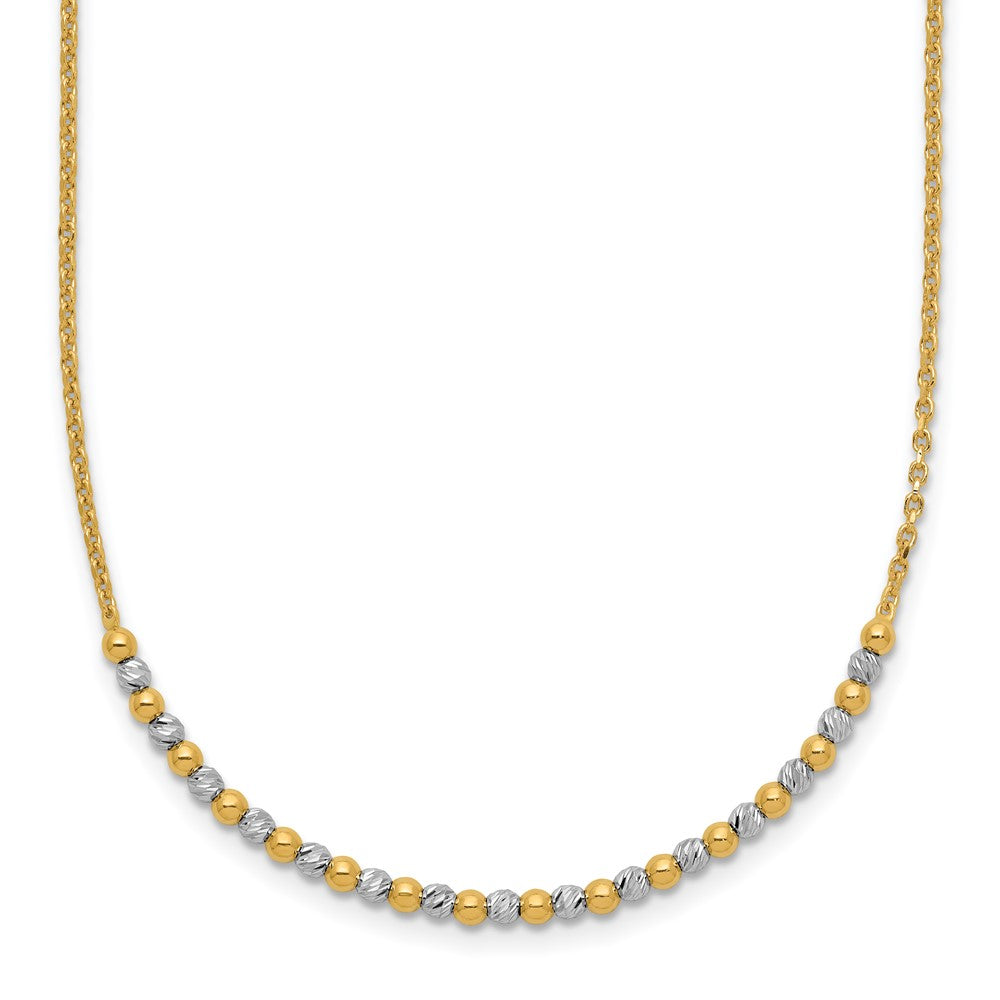 14K Two-Tone Gold Two-tone Diamond-cut Beaded 18 Inch Necklace