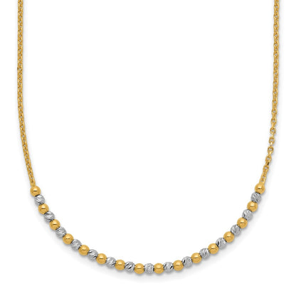 14K Two-Tone Gold Two-tone Diamond-cut Beaded 18 Inch Necklace