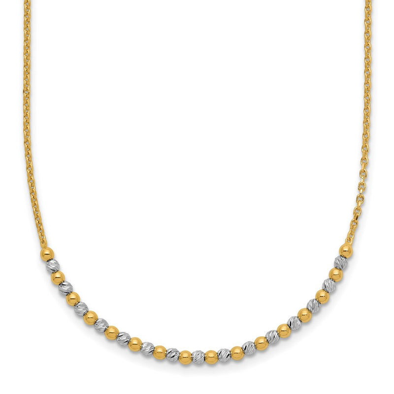 14K Two-Tone Gold Two-tone Diamond-cut Beaded 18 Inch Necklace