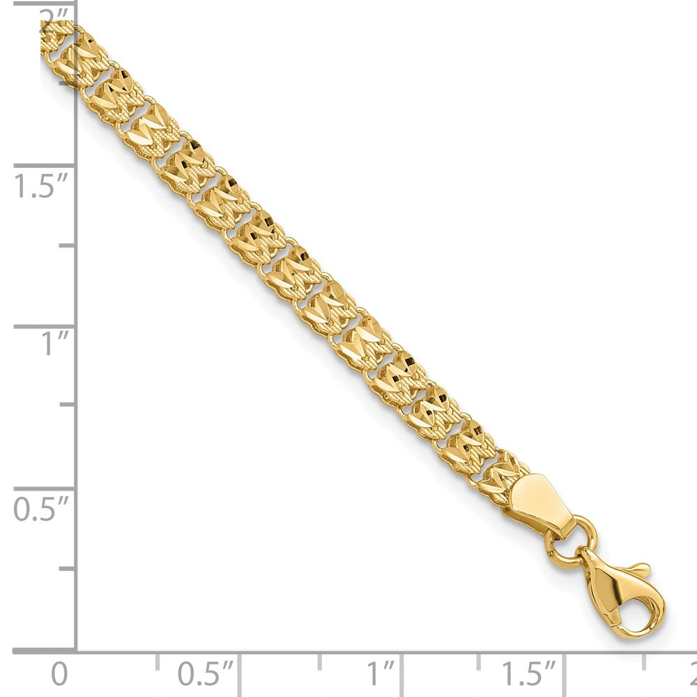 14K Yellow Gold Polished and Diamond-cut 3.9mm Fancy Link Chain Bracelet