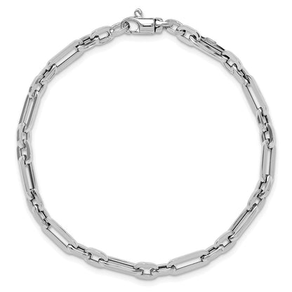 14K White Gold Polished 5mm Fancy Link 7.5 Inch Bracelet
