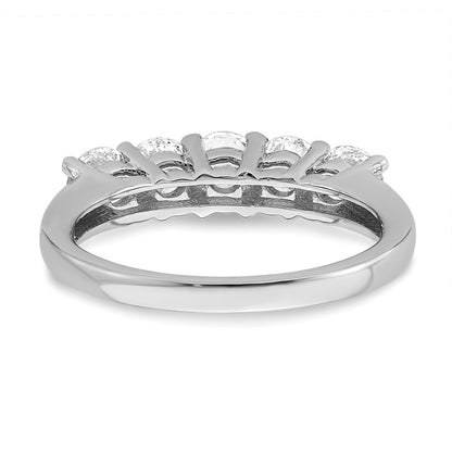 14K White Gold 5-Stone Shared Prong 1.5 carat Round Complete Diamond Wedding Band Ring