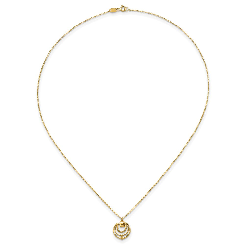14K Yellow Gold Polished and Textured Fancy Circles 17 Inch Necklace