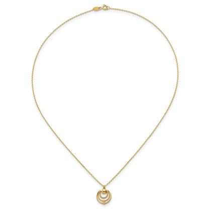14K Yellow Gold Polished and Textured Fancy Circles 17 Inch Necklace