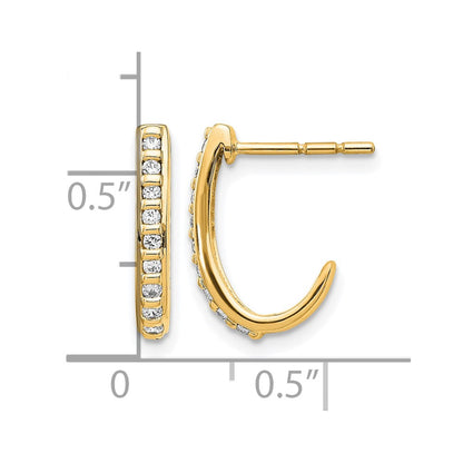 14K Yellow Gold 1/5 carat Diamond J-Hoop Post Earrings