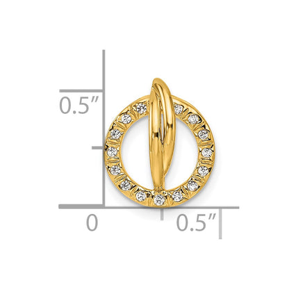 14K Yellow Gold Polished 1/10 carat Diamond Open Circle Chain Slide