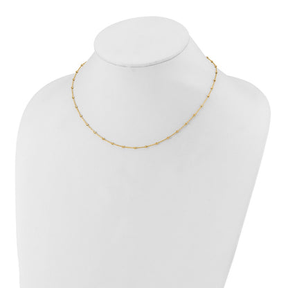 14K Yellow Gold Polished and Diamond-cut Beaded 16.75 Inch Station Necklace