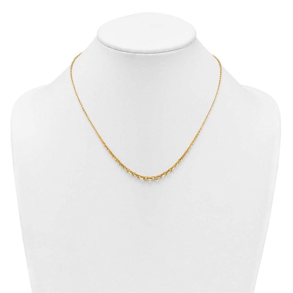 14K Yellow Gold Polished Fancy Graduated Cable Link 18 Inch Necklace