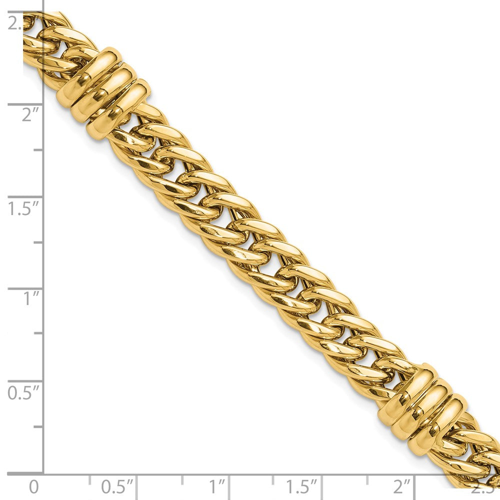 14K Yellow Gold Polished 10mm Fancy Curb Link Chain Bracelet